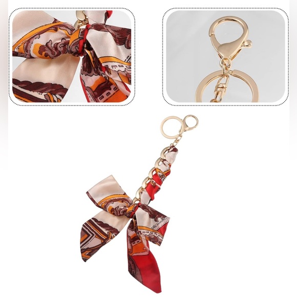 Silk Ribbon Bag Pendant and or Keychain with Louis Vuitton Lock & Key - Picture 4 of 5